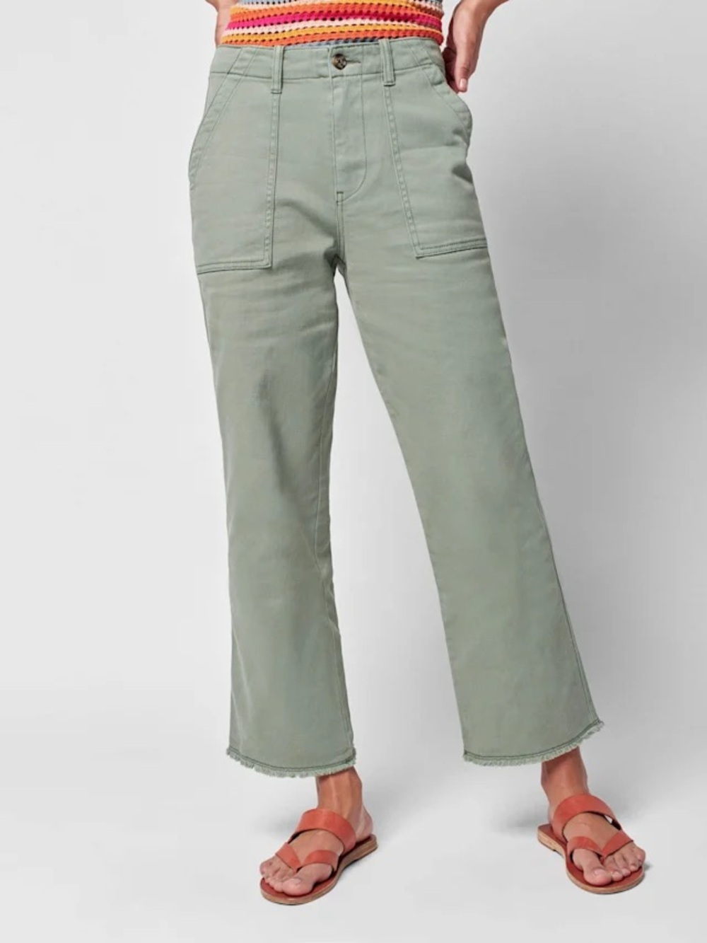 Faherty Cropped utility  Jeans in Sage